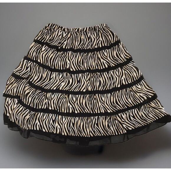 Zebra Print Skirt Womens 16 Peasant Outer Sheer & Black Slip Alfred Dunner Knee - Picture 3 of 6